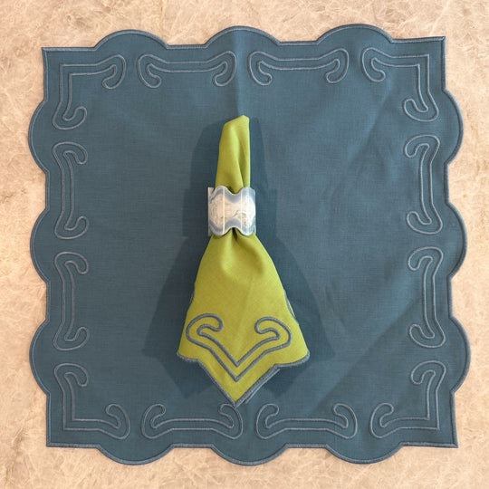 20” Reversible Napkins - Slate Blue + Pistachio (set of 2)