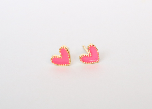 Rori Heart Stud - hot pink